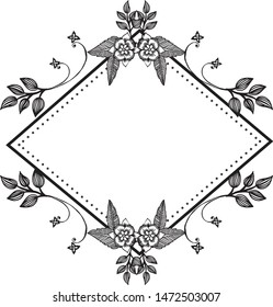Shape of cards, with design pattern floral frame, isolated on a white backdrop. Vector