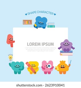 Shape characters studying together with joy and curiosity.