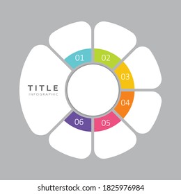 Shape chart infographic template with 6 options for presentations, advertising, layouts, reports. Vector illustration.