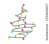 Shape of christmas tree garlands, festive decorations. Glowing lights isolated on transparent background. Vector objects.