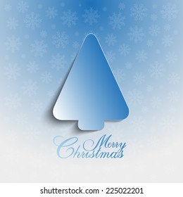 Shape of Christmas tree on snowflakes background