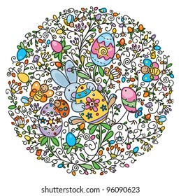 Shape of  circle covered of fun pattern for Easter design