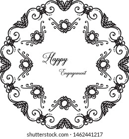 Shape circle flower frame, design vintage card happy engagement. Vector