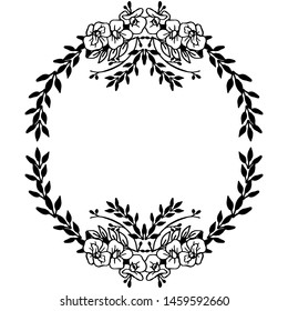 Shape circle frame, with various flower and branches leaf, for design wallpaper of card. Vector