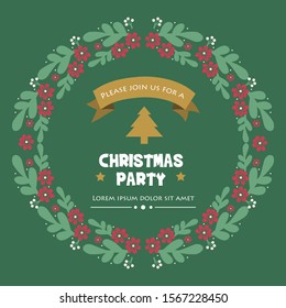 Shape circle leaf flower frame, poster or banner for christmas party. Vector