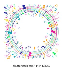 Shape of a circle with musical notes. Vector illustration.