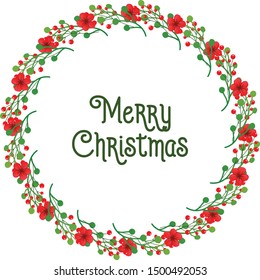 Shape circular of red wreath frame, for pattern wallpaper of card merry christmas. Vector
