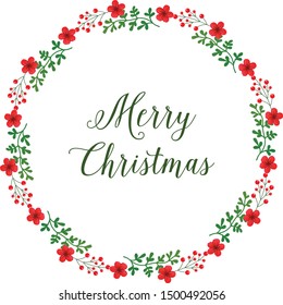 Shape circular of red wreath frame, for pattern wallpaper of card merry christmas. Vector