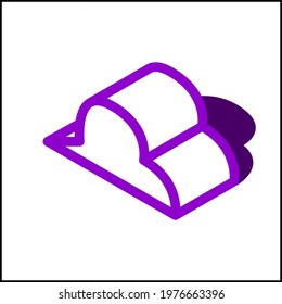 Shape cloud icon in isometric flat design with purple color and shape of a shadow.