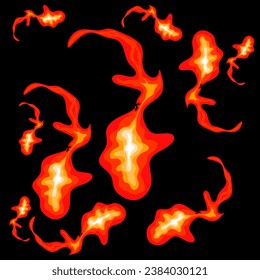 Shape A collection of fire icons, black background