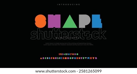 Shape colorfull abstract alphabet fonts. Typography technology, logo creative font. vector illustration