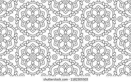 Shape for Coloring. Floral Kaleidoscope Ornament. Mandala.