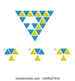 Shape completion, find the shape that is not given.