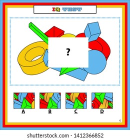 Shape Completion Questions.Practice Questions Worksheet for Education and IQ Test Answer is C