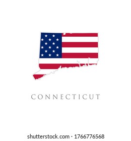 Shape of Connecticut state map with American flag. vector illustration. can use for united states of America indepenence day, nationalism, and patriotism illustration. USA flag design