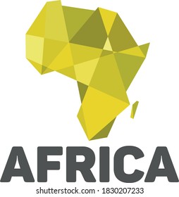 The shape of the continent of Africa in shades of green and yellow