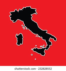 A Shape of the Country of  Italy