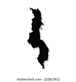 Shape of the Country of  Malawi