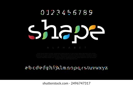 Shape creative modern geometric urban alphabet font. Digital abstract futuristic, game, techno, robot, music, logo, sport, minimal technology typography. Simple numeric vector illustration