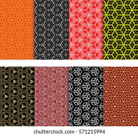 Shape of  cube and other geometric shape. Set of geometric seamless pattern. vector. for wallpaper design, prints