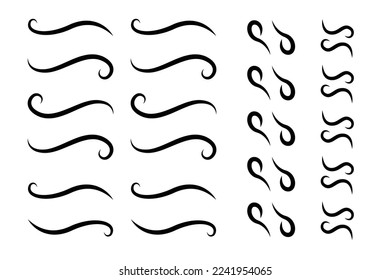 The shape of the curved line made directly by hand