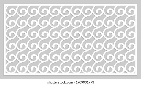 shape for cutting, waves for cutting, stencil for handmade, template for coloring, white paper on a gray background, funny swirls, spiral