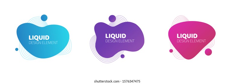 Shape design element fluid or liquid graphic vector background for flyer or presentation template, gradient abstract geometric shapes for trendy text, wavy splash and curvy backdrop illustrations 