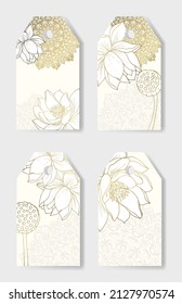 Shape Design für Dankeschön Tags, Hochzeitstipps, Geburtstagsmarken, Etiketten, druckbar. Goldene Kontur Lotterien und Mandala für Dankeschön Tags.