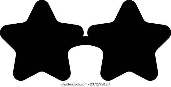 Shape of Disco star shaped glasses. Health and vision protection. Contour eye protection accessory icon. Simple black and white silhouette vector icon isolated on white background
