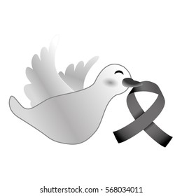 Shape dove with breast cancer symbol in the beak icon design image