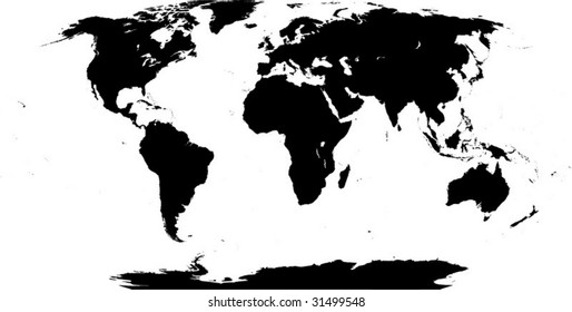 Shape of the Earth continents. Detailed world map silhouette. This illustration is based on the maps of www.cia.gov.