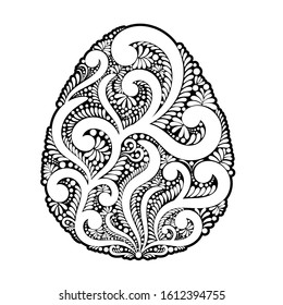 Shape easter egg of swirls and floral elements.