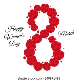 Shape eight of red flowers roses. Congratulations to the Women's Day in March eighth