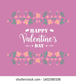 Shape of elegant happy valentine invitation card, with romantic and unique pattern leaf and flower frame. Vector