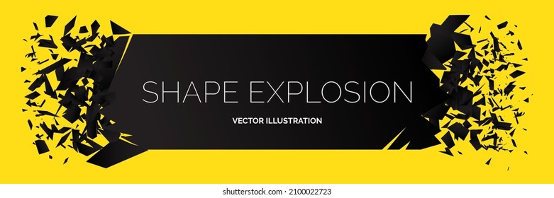 Shape explosion. Destructive shapes vector illustration, debris isolated, black motion crack with copy space