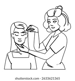 shape eyebrow shaping vector. waxing threading, tweezing tinting, stencil pencil shape eyebrow shaping character. people black line pencil drawing illustration