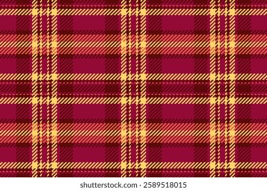 Shape fabric tartan check, refresh seamless pattern textile. Diamond background vector texture plaid in red and amber colors palette.