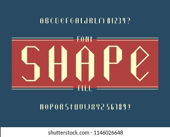 Shape fill font. Vector alphabet letters and numbers. Typeface design. 
