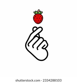the shape of a finger which means love and a picture of a strawberry on it
