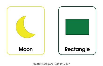 Shape Flash Cards 2D Shapes with White Background Vector