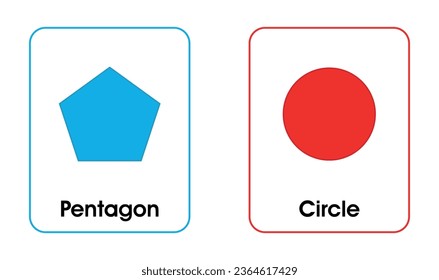 Shape Flash Cards 2D Shapes with White Background Vector