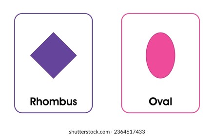 Shape Flash Cards 2D Shapes with White Background Vector