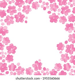 shape of the flower arrangement frame of the cherry blossoms painted watercolor