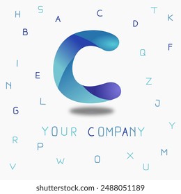 Shape font C. Letter Logo vector design. Alphabet. Gradient blue color. Icon, sign, symbol. Business, Company logos. Unique, simple. Initial c. Brand, Mark, Identity. Logotype. letters a to z. new