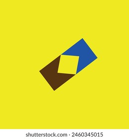Form, die ein Quadrat in braunen und blauen Farben bildet