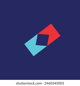 forma que forma un cuadrado en colores rojo y azul