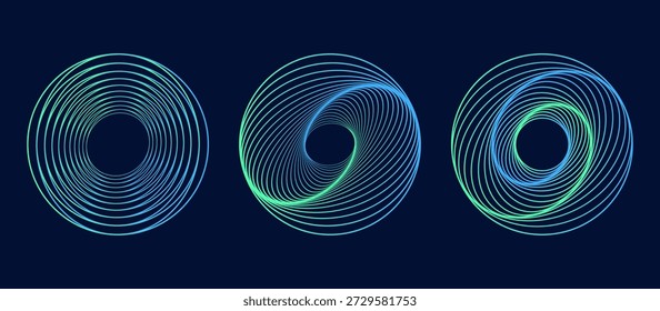 A forma do quadro é na forma de uma espiral torcida. Elemento de design abstrato dinâmico. Tecnologias vetoriais.