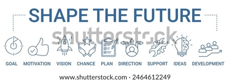 Shape the Future concept banner icon contain of goal, motivation, vision, chance, plan, direction, support, ideas, and development vector illustration