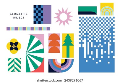 shape geometric element object with red ,violet,blue color