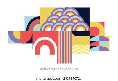shape geometric horizontal background with red ,violet,blue color